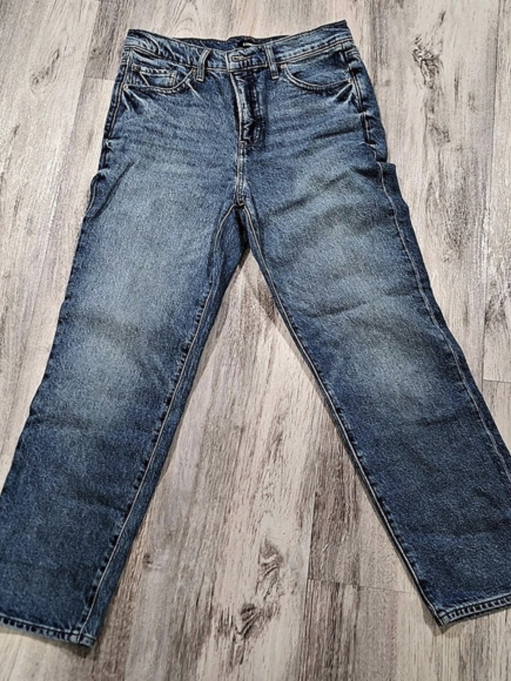 Express Straight Ankle High Rise Jeans Women's 6 Regular Medium Wash Denim